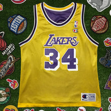 Load image into Gallery viewer, Shaquille O'Neal Reversible CHAMPION Lakers NBA Basketball Jersey Youth L 14-16 